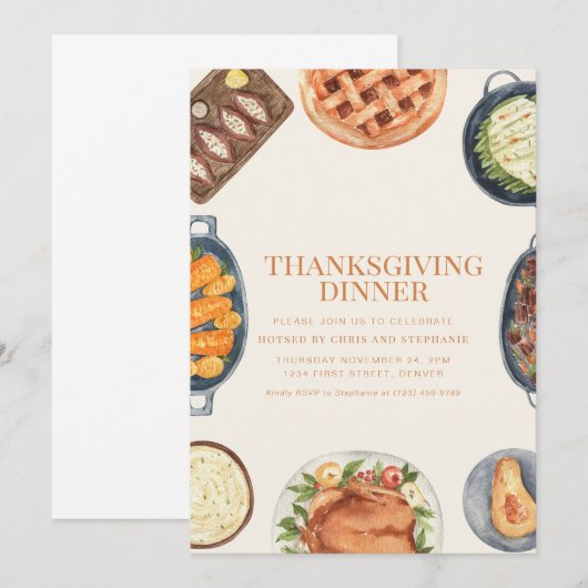 Funny Thanksgiving Dinner Party Invitation Kaart (Voorkant / Achterkant)