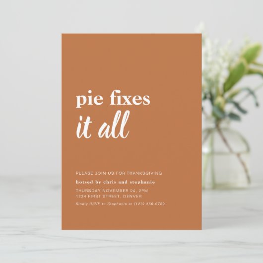 Funny Thanksgiving Dinner Party Invitation Kaart (Staand voorkant)