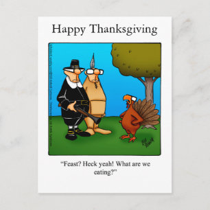 Funny Thanksgiving "Feast Heck Ja" Briefkaart