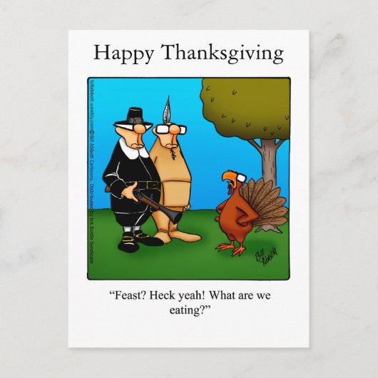Funny Thanksgiving "Feast Heck Ja" Briefkaart (Voorkant)