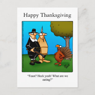 Funny Thanksgiving "Feast Heck Ja" Briefkaart