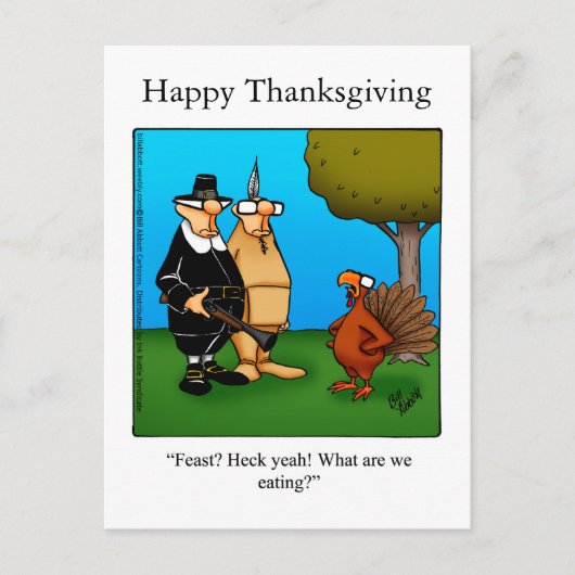 Funny Thanksgiving "Feast Heck Ja" Briefkaart (Voorkant)