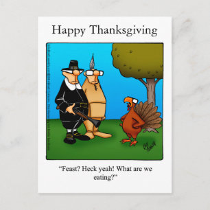 Funny Thanksgiving "Feast Heck Ja" Briefkaart