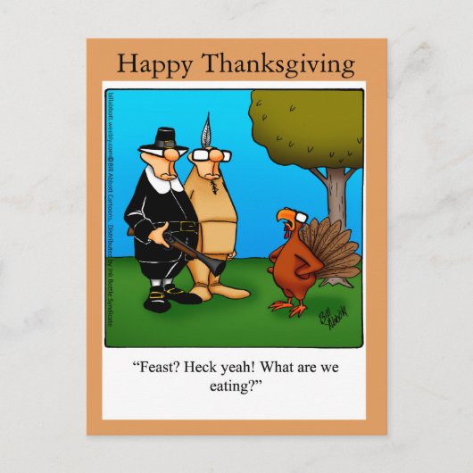 Funny Thanksgiving "Feast Heck Ja" Briefkaart (Voorkant)