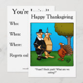 Funny Thanksgiving "Feast Heck Ja" Uitnodigingen (Voorkant / Achterkant)