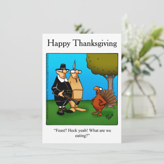 Funny Thanksgiving "Feast Heck Ja" Uitnodigingen (Staand voorkant)