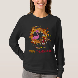 Funny Thanksgiving Flamingo met Turkije Cute Funn T-shirt