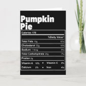 Funny Thanksgiving Food Pumpkin E Nutritional Fact Kaart (Voorkant)