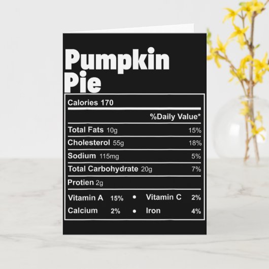 Funny Thanksgiving Food Pumpkin E Nutritional Fact Kaart (Gele Bloem)