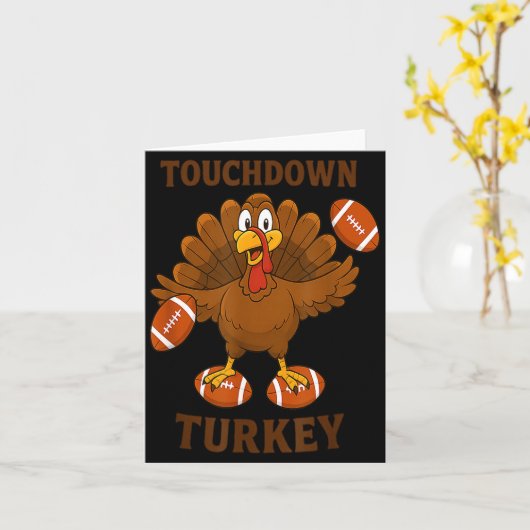 Funny Thanksgiving Football Touchdown Turkey  Kaart (Gele Bloem)