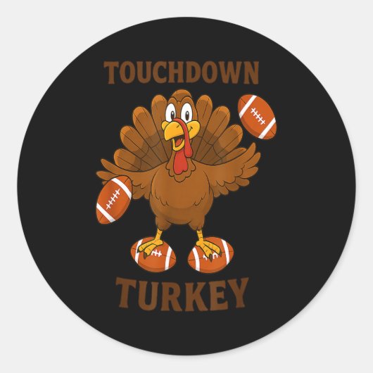 Funny Thanksgiving Football Touchdown Turkey  Ronde Sticker (Voorkant)