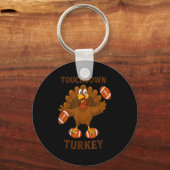 Funny Thanksgiving Football Touchdown Turkey  Sleutelhanger (Voorkant)