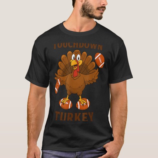 Funny Thanksgiving Football Touchdown Turkey  T-shirt (Voorkant)