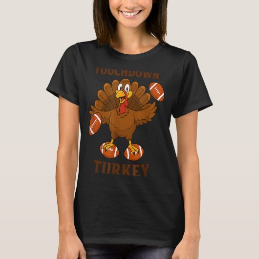 Funny Thanksgiving Football Touchdown Turkey  T-shirt (Voorkant)