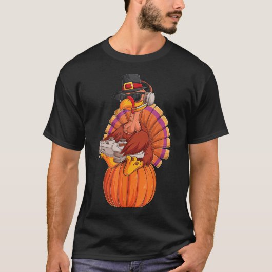 Funny Thanksgiving Gamer Turkey Design T-shirt (Voorkant)