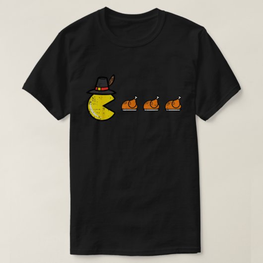 Funny Thanksgiving Gamer Turkey Pacman Shirt (Design voorkant)
