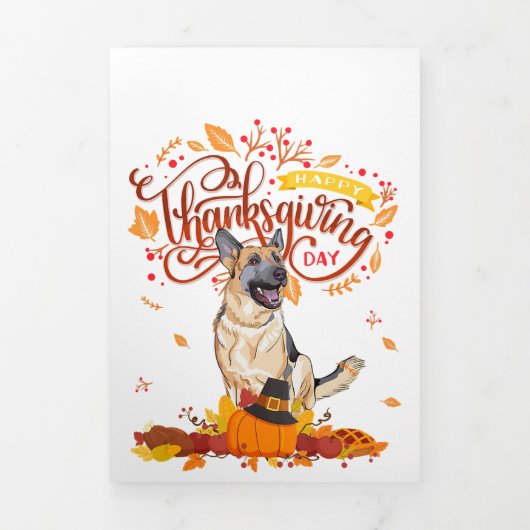 Funny Thanksgiving geeft Duits Shepherd Dog Drieluik Aankondiging (Cover)