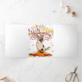 Funny Thanksgiving geeft Duits Shepherd Dog Drieluik Aankondiging (Binnen)