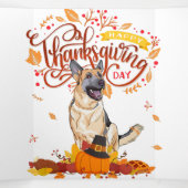 Funny Thanksgiving geeft Duits Shepherd Dog Drieluik Aankondiging (Binnenkant midden)