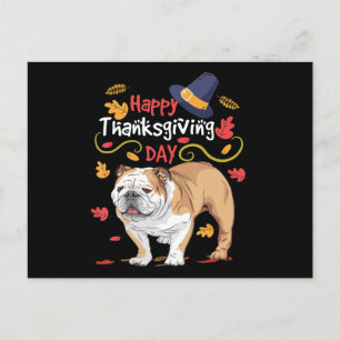Funny Thanksgiving Giften for English Bulldog Feestdagenkaart