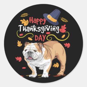 Funny Thanksgiving Giften for English Bulldog Ronde Sticker