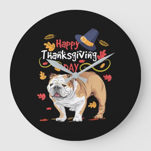 Funny Thanksgiving Gifts for English Bulldog Grote Klok (Voorkant)