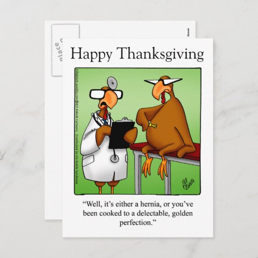 Funny Thanksgiving "Golden Perfection" Briefkaart (Voorkant / Achterkant)