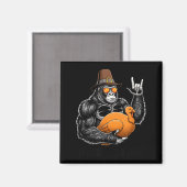 Funny Thanksgiving Gorilla Holding Turkey Lgrim Ha Magneet (Voorkant / Achterkant)