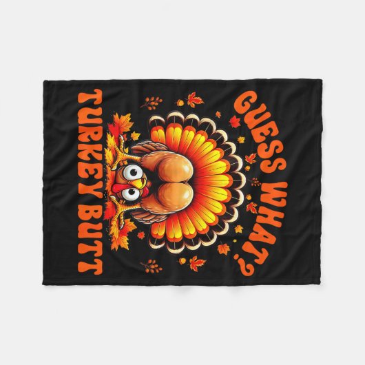 Funny Thanksgiving Guess What Turkey Butt Couples  Fleece Deken (Voorkant (Horizontaal))