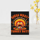 Funny Thanksgiving Guess What Turkey Butt Couples  Kaart (Gele Bloem)