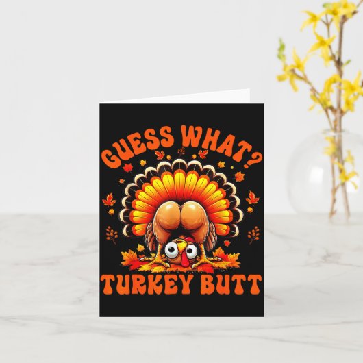 Funny Thanksgiving Guess What Turkey Butt Couples  Kaart (Gele Bloem)