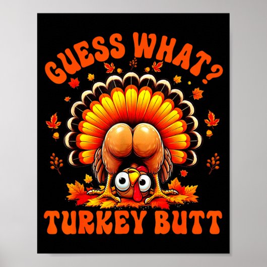 Funny Thanksgiving Guess What Turkey Butt Couples  Poster (Voorkant)