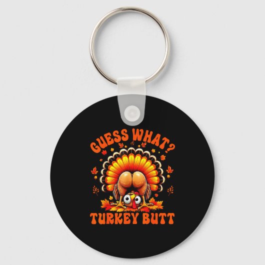 Funny Thanksgiving Guess What Turkey Butt Couples  Sleutelhanger (Voorkant)