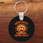 Funny Thanksgiving Guess What Turkey Butt Couples  Sleutelhanger (Voorkant)