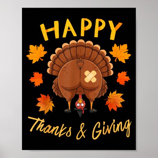 Funny Thanksgiving Guess What Turkey Butt  Poster (Voorkant)
