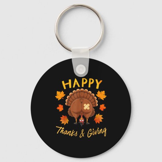 Funny Thanksgiving Guess What Turkey Butt Sleutelhanger (Voorkant)