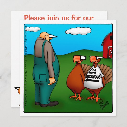 Funny Thanksgiving Humor Dinner Invitations Kaart (Voorkant / Achterkant)