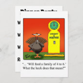 Funny Thanksgiving Humor Dinner Invitations Kaart (Voorkant / Achterkant)