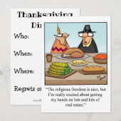 Funny Thanksgiving Humor Dinner Invitations Kaart (Voorkant / Achterkant)