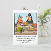 Funny Thanksgiving Humor Dinner Invitations Kaart (Staand voorkant)