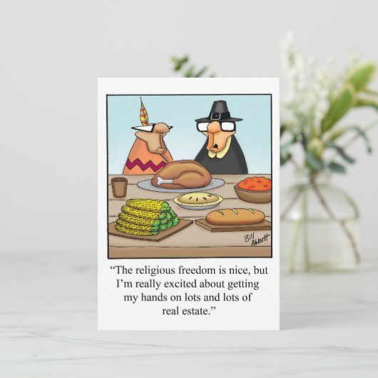 Funny Thanksgiving Humor Dinner Invitations Kaart (Staand voorkant)