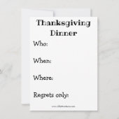Funny Thanksgiving Humor Dinner Invitations Kaart (Achterkant)