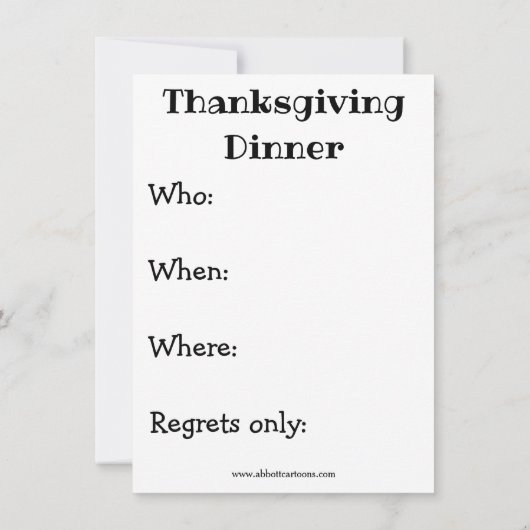 Funny Thanksgiving Humor Dinner Invitations Kaart (Achterkant)