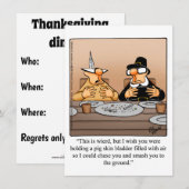 Funny Thanksgiving Humor Dinner Invitations Kaart (Voorkant / Achterkant)
