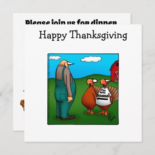 Funny Thanksgiving Humor Dinner Invitations Kaart (Voorkant / Achterkant)