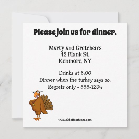 Funny Thanksgiving Humor Dinner Invitations Kaart (Achterkant)