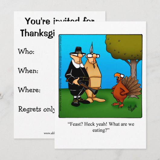 Funny Thanksgiving Humor Dinner Invitations Kaart (Voorkant / Achterkant)