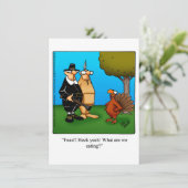 Funny Thanksgiving Humor Dinner Invitations Kaart (Staand voorkant)
