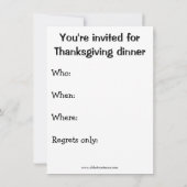 Funny Thanksgiving Humor Dinner Invitations Kaart (Achterkant)