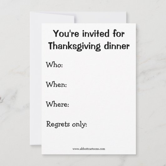 Funny Thanksgiving Humor Dinner Invitations Kaart (Achterkant)